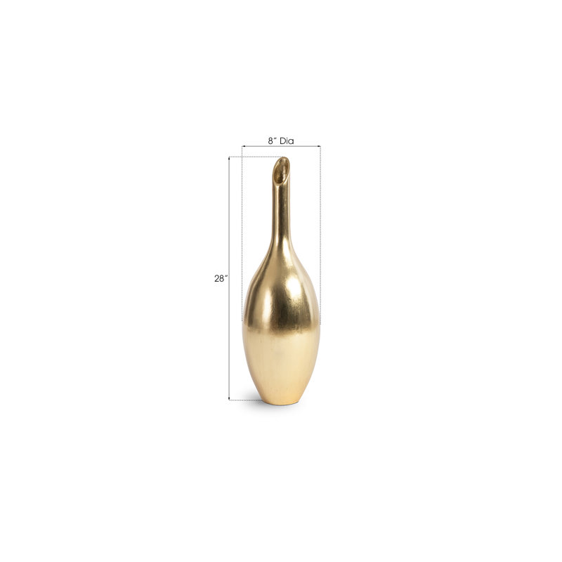 Laura 28" Resin Floor Vase, Gold Leaf