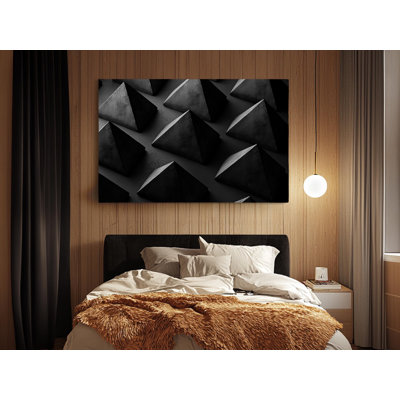 Pyramides conceptuelles noires et blanches sur toile de haute qualité - décoration murale fabriquée à la main - art élégant - cadeau - décoration murale