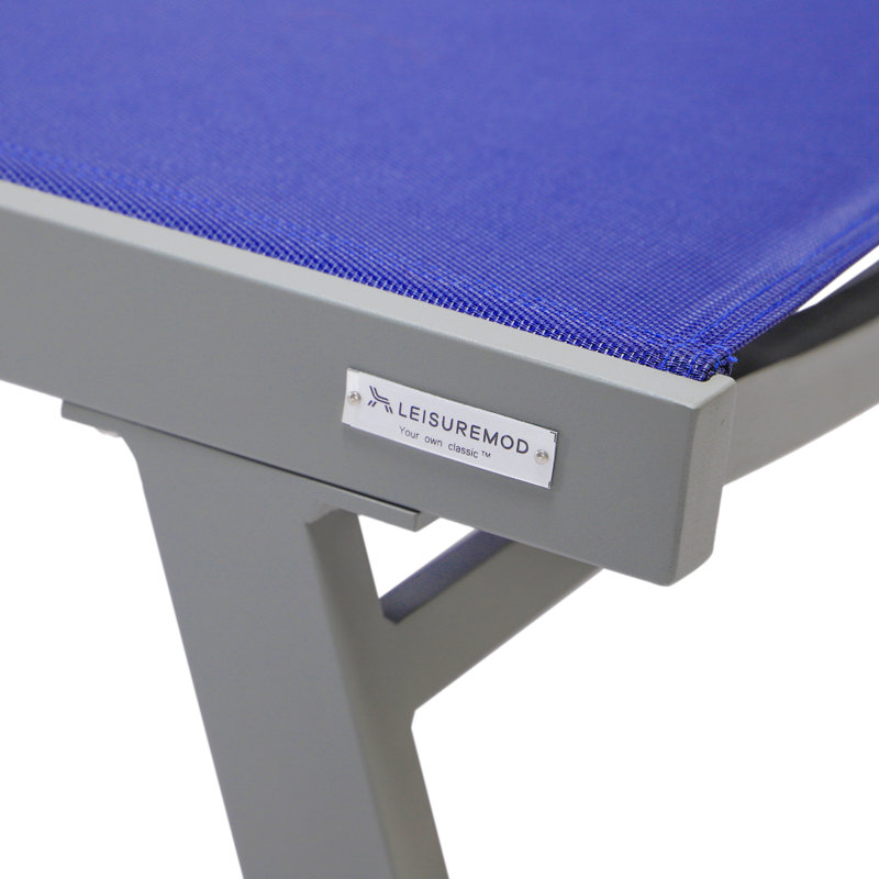 Marlin Navy Blue Aluminum Outdoor Chaise Lounge Chair with Fire Pit Table