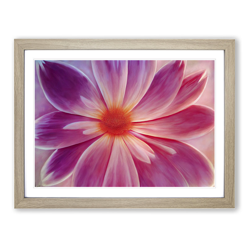 Daisy Flower - Framed Print, 25cm H x 34cm W x 2cm D, Oak