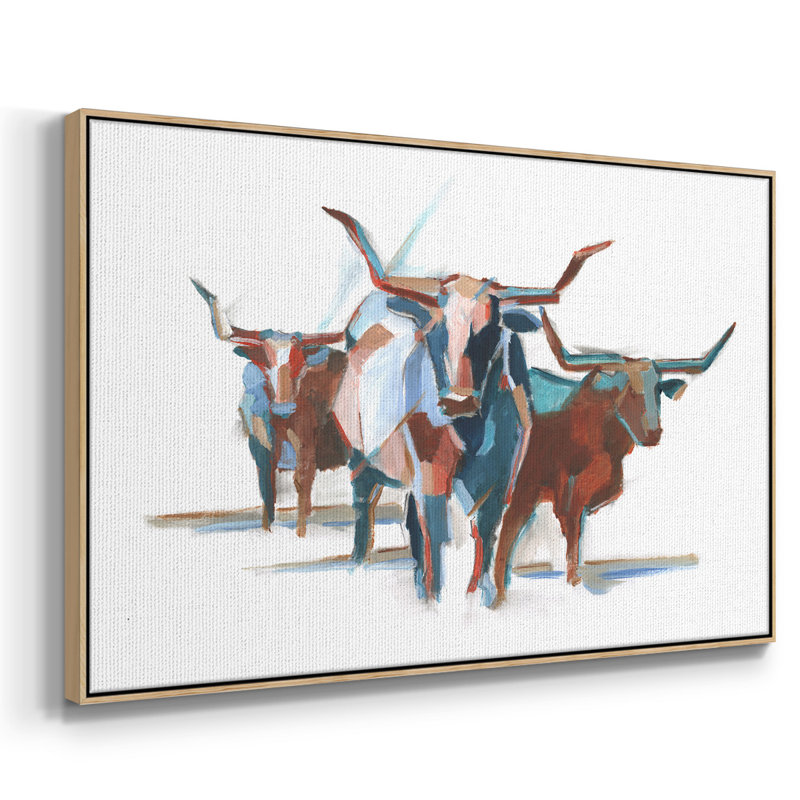 Longhorns modernes I, H 17 po x l 25 po x P 2 po, Naturel