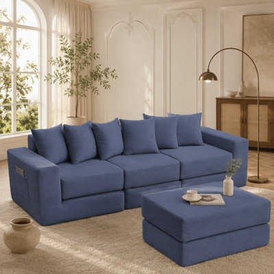 Nouveau canapé-lit 10 en 1, canapé d'angle, canapé-lit au sol avec poche latérale, aucun assemblage requis, idéal pour les familles et les petits espaces.