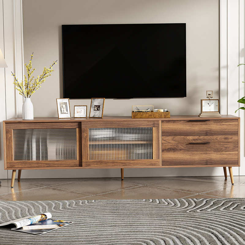 Meuble télé haut de gamme moderne avec rangement spacieux, centre de divertissement pour grandes télévisions, idéal pour le salon et la chambre à coucher