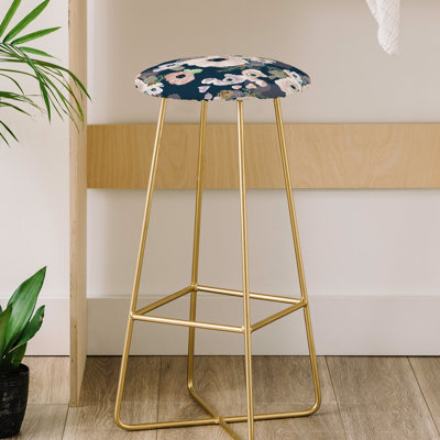 Upholstered Counter Stool with Metal Frame