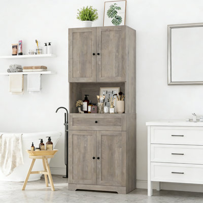 Tall Bathroom Storage Cabinet With Drawer, Farmhouse Linen Cabinet With Doors And Shelves