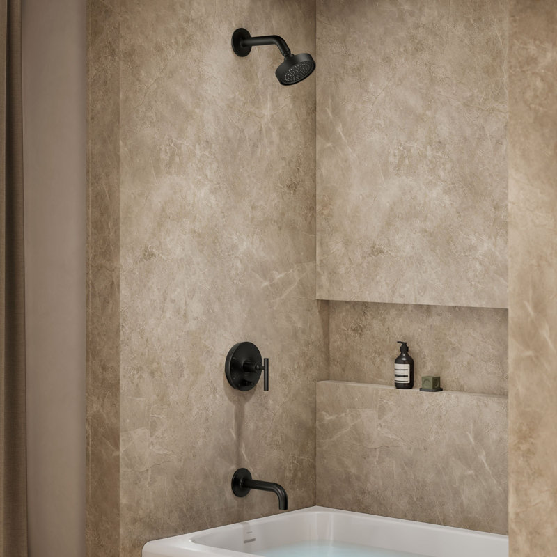 Purist Rite-Temp Pressure-Balancing Bath and Shower Faucet Trim with Push-Button Diverter, 7-3/4" Spout and Lever Handle, Valve Not Included