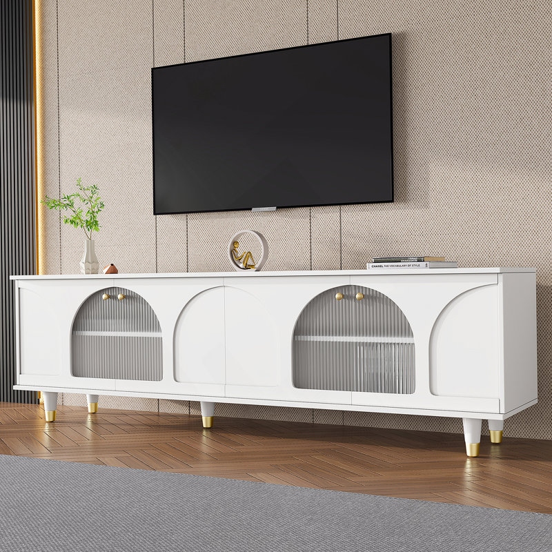 Meuble télé élégant pour téléviseur de 70 po, Blanc