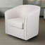 Fauteuil d'appoint pivotant, style baril rond classique, tissu beige blé