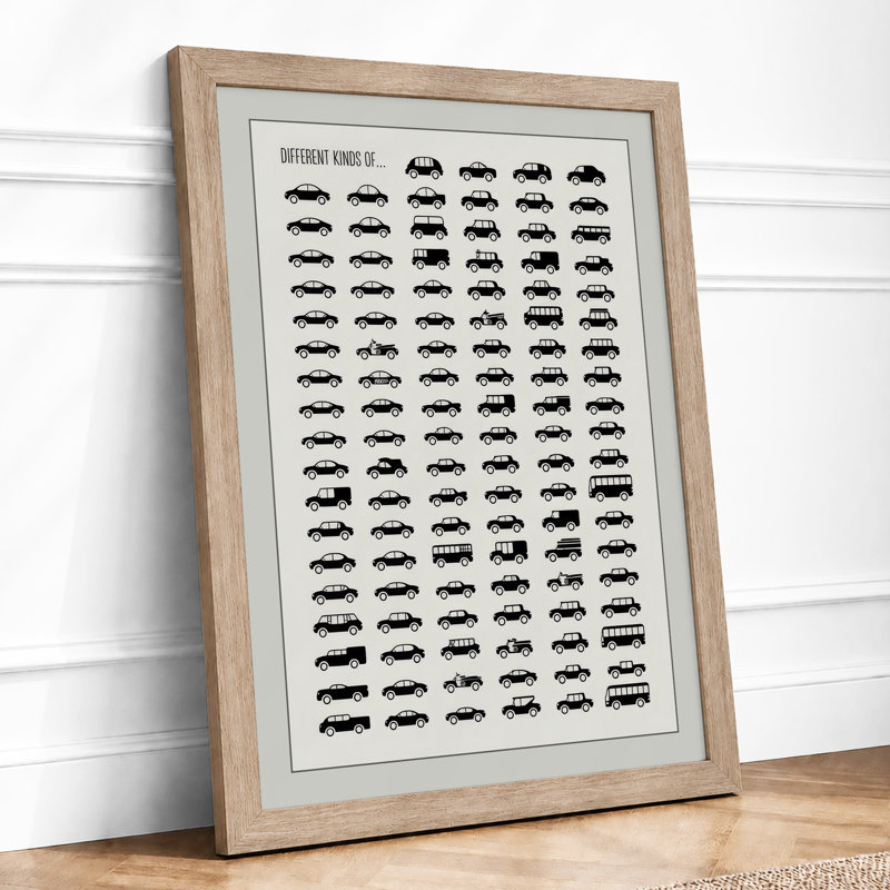 Modern Cars Reference Chart Graphic Design - Print, A1 - 84.1 x 59.4 cm, Oak