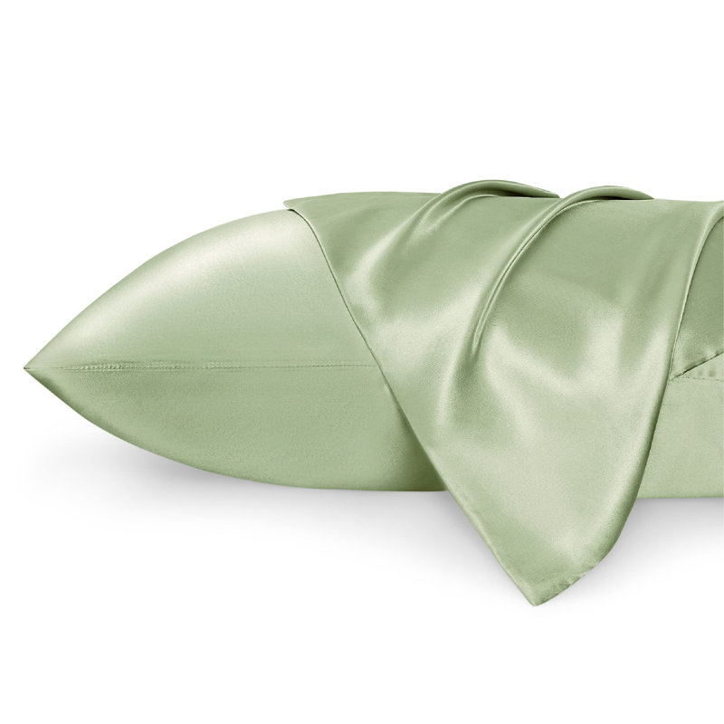 Ensemble de 2 taies d'oreiller en satin, 300 fils, sable gris, GentleSoft ™, Taie d'oreiller très grande, Light Green