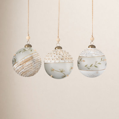 3 Piece Nature Inspired Ball Ornament Set