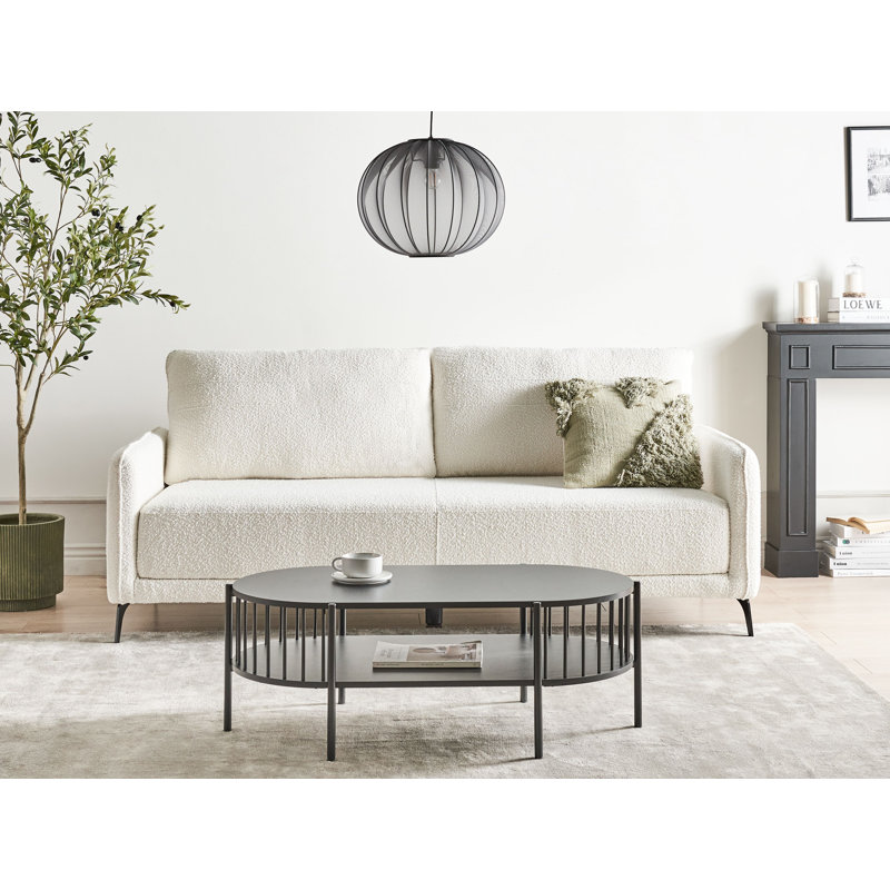 3 Seater Sofa Bed, White Boucle