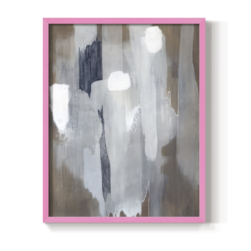 Neige et minéral II, reproduction encadrée - bois massif, H 15 po x l 12 po, Rose