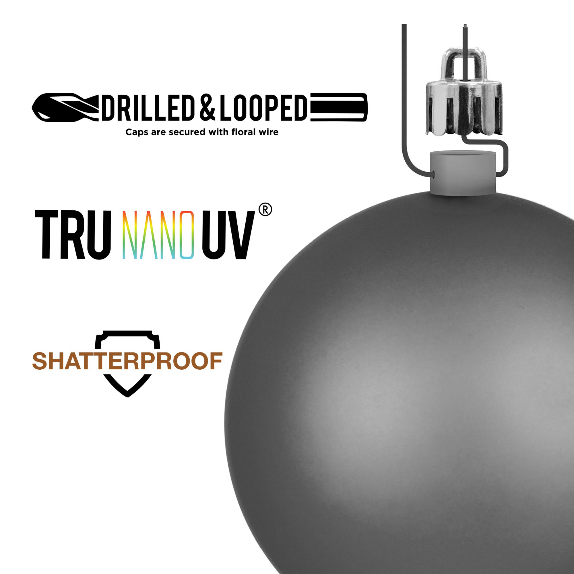 Holiday Solid Ball Ornament, Moss Green, 2.4" H x 2.4" W x 2.4" D