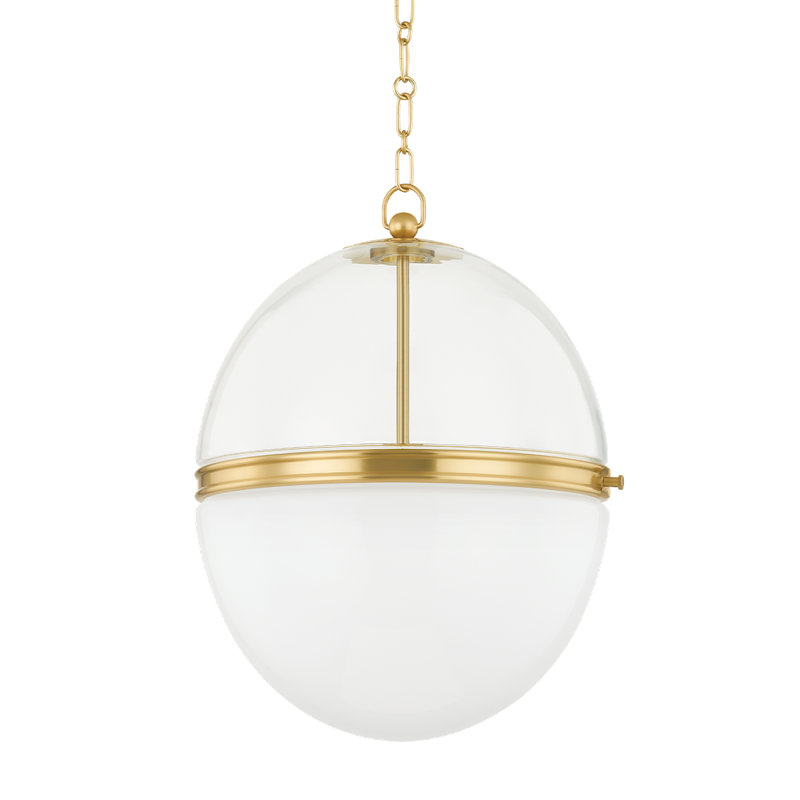 Donnell 1 Light Pendant, 21.25" H x 17.5" W x 17.5" D, Aged Brass