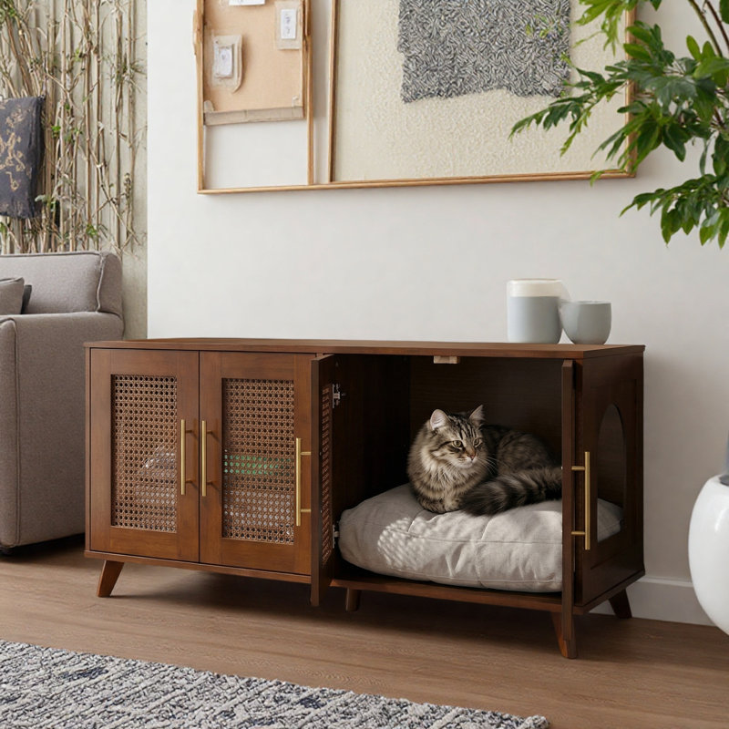 Caisse de style meuble avec 4 portes, Noyer