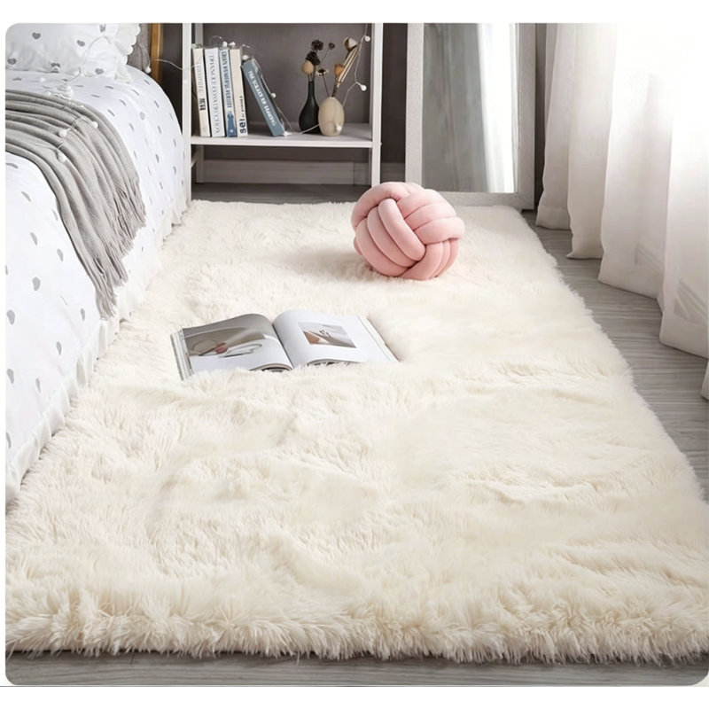 Cream White Fluffy Area Rug - Ultra Soft Shag Rug for Living Room, Bedroom, Holiday Decor, Non-Slip Plush Carpet for Modern Home