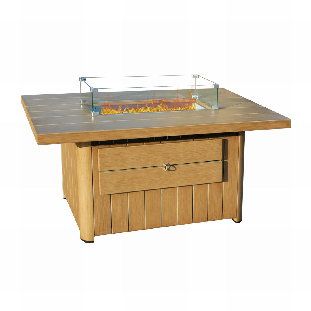 Rectangle Aluminum Propane Smokeless Fire Pit Table with Hidden Fuel Tank Latitude Run®