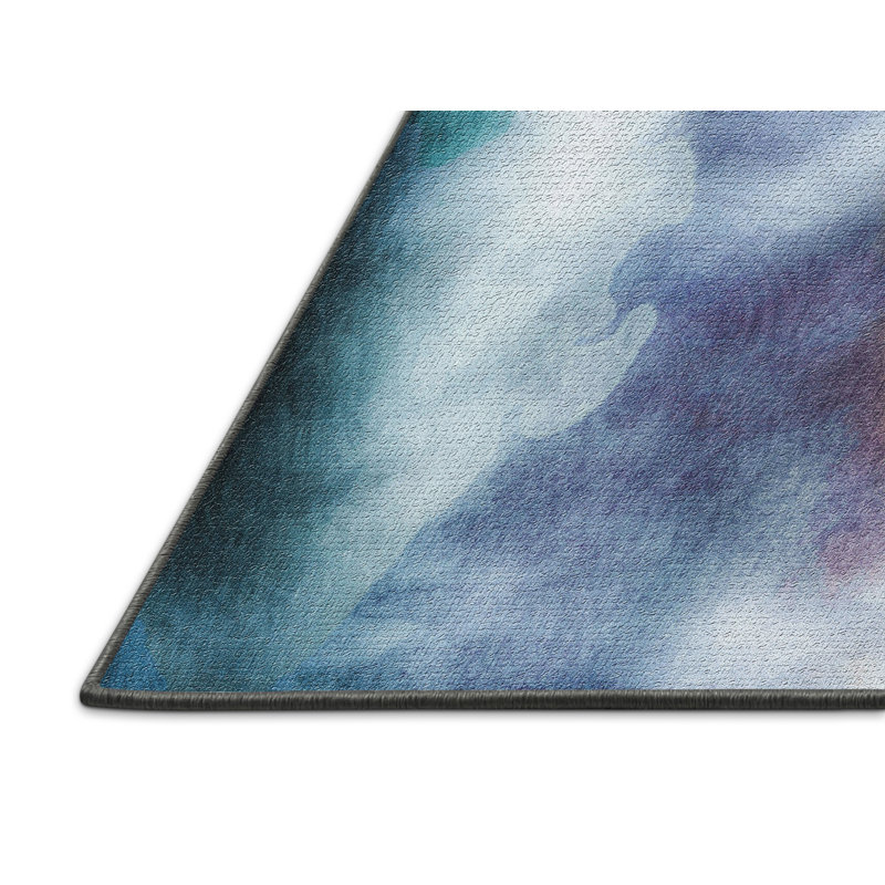 Tapis bleu Watercolors, Rectangle 2 pi x 5 pi