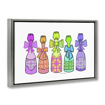 Patterned Drink Bottles Floating Frame, design by Katie Conley