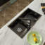MEJE 78x43cm Black Stainless Steel Kitchen Sink, 60/40 Double Bowl, Anthracite Black Color