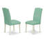 Ensemble de coin-repas 3 pièces pour petits espaces comprenant une table de cuisine ronde avec piédestal et 2 chaises de salle à manger Parson en simili cuir pour étang, 36 x 36 po, lin blanc-588374900-638415237-638415236