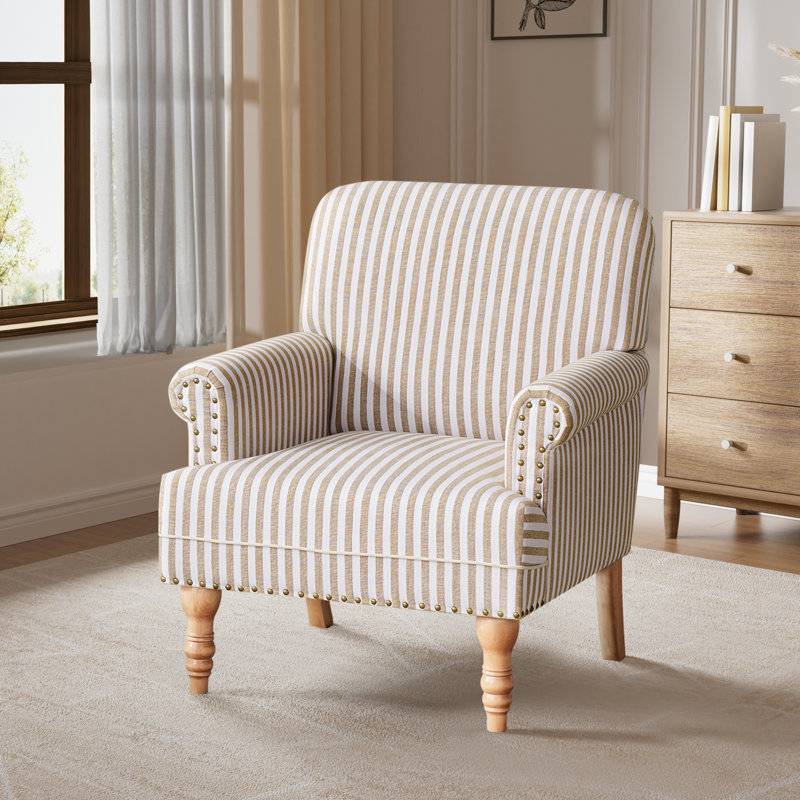 Upholstered Wooden Armchair, Brown