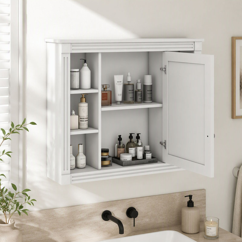 Armoire de rangement de salle de bain murale, armoire à pharmacie, armoire de salle de bain moderne avec miroir, armoire à miroir (meuble-lavabo non inclus)