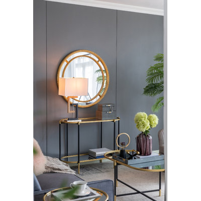 Lampe de table géométrique contemporaine à deux tons 27 "avec abat-jour en tissu blanc