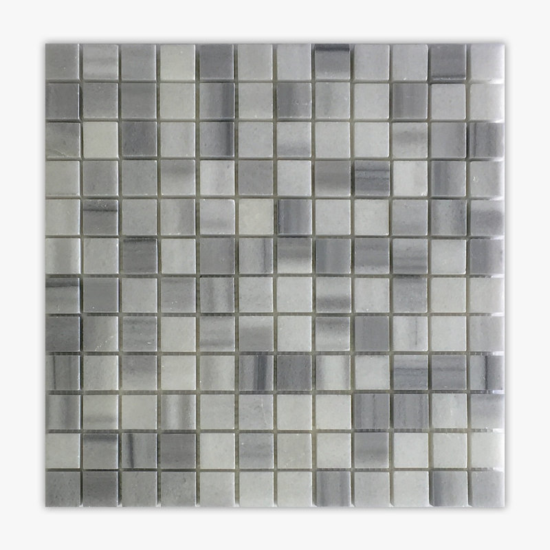 12 in. x 12 in. Grid Glossy Marble Tile