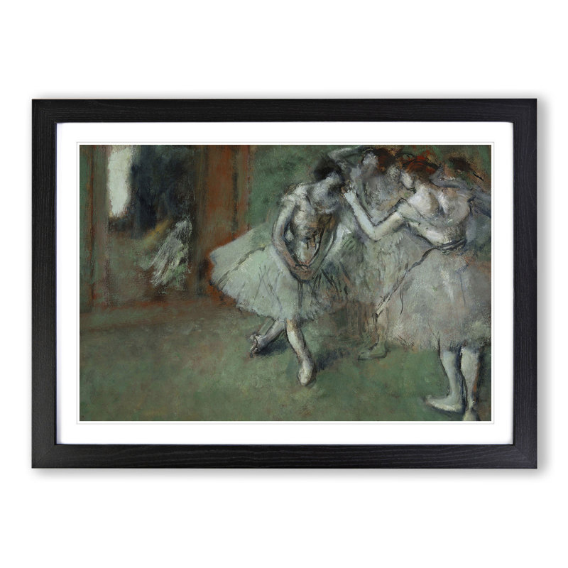 A Group of Ballet Ballerina Dancers by Edgar Degas - Picture Frame Painting, 48cm H x 65cm W x 2cm D, Black Framed