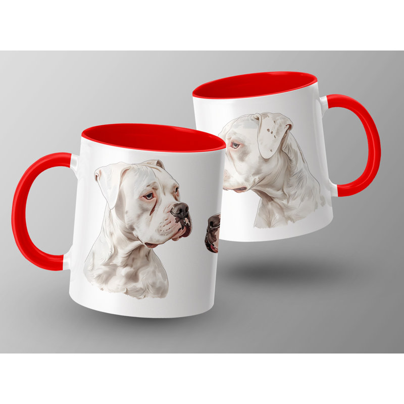 Artistic White Boxer Dog Design 11oz Coffee Mug, 2