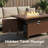 43" Aluminum Rectangular Propane Fire Pit Table with Wind Guard & Cover, Brown-14634067