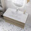 Meuble-lavabo simple mural 36 po en chêne avec plateau en céramique intégré blanc