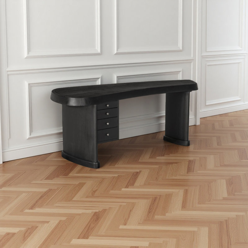 Bureau en bois massif noir et blanc
