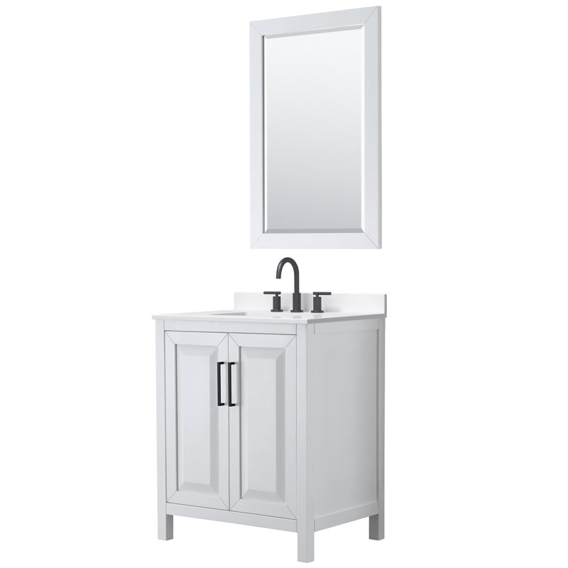 Daria 30'' W Single Vanity, Matte Black, Gray, White Quartz