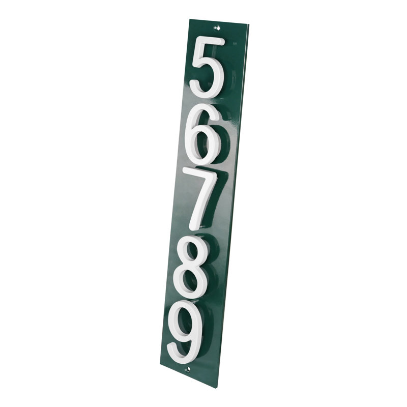 Plaque d'adresse verticale Amgo, Vert, Blanc, Oui
