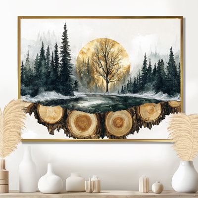 «Winter Tree In Ink Geode Landscape IV», art mural forêt pour le salon