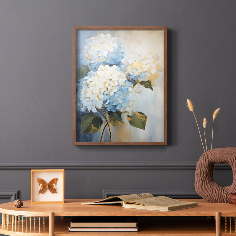 Série FLORAL CXVI - reproduction encadrée de qualité supérieure - prête à être accrochée - aucun clou requis, Noyer