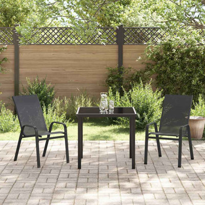 Garden Dining Set Powder-Coated Steel Outdoor Furniture Ensemble Patio