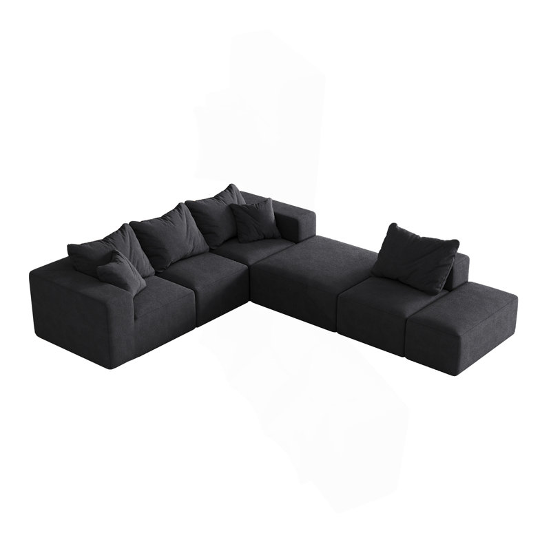 Ensemble de canapé modulaire rembourré moderne, canapé modulaire en L de 132 po avec 6 coussins, canapé-lit combiné gratuit pour le salon, la chambre à coucher