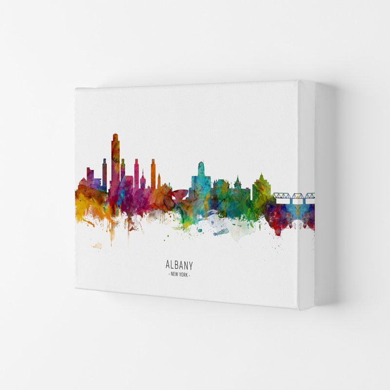 Albany New York Skyline by Michael Tompsett - Print, 42cm H x 59.4cm W x 4cm D, Wrapped Canvas