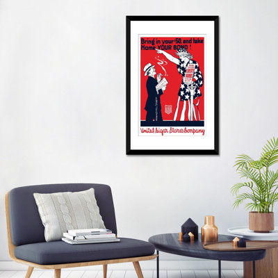 «La Première Guerre mondiale, affiche d'un homme fumant un cigare, Lady Liberty pointe sur lui», affiche vintage sur toile