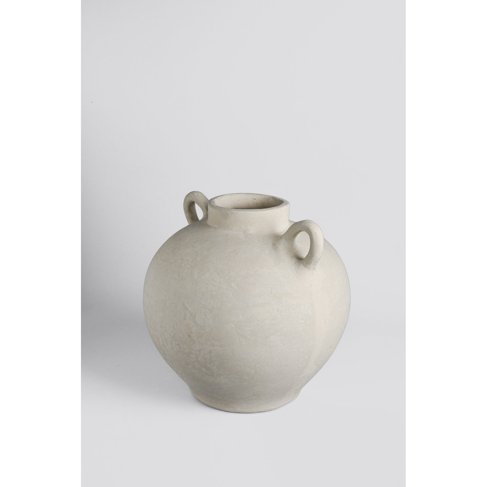 Terracotta Vase Natural Black H 9.8" & Dia 10.4", White