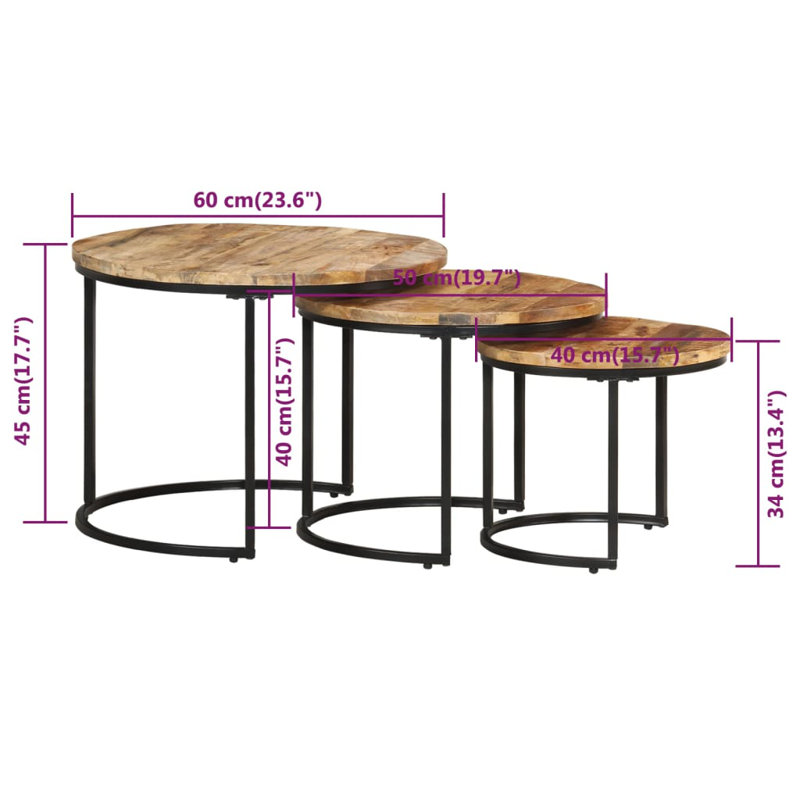 Grajeda Frame Nesting Tables, Brown