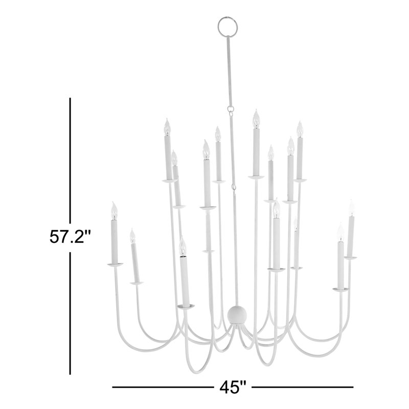 Snow 16 - Light Candle Style Chandelier, Plaster White