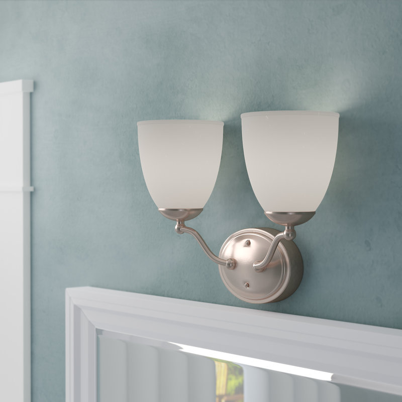 Éclairage pour salle de bain à intensité variable 2 lumières Minidoka, Nickel brossé, A19