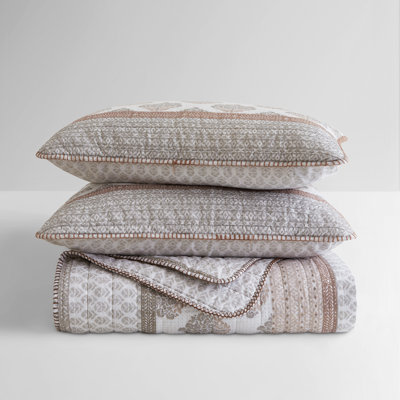 -Piece King Cal King Bedding Sets, 100% Cotton Reversible Quilt