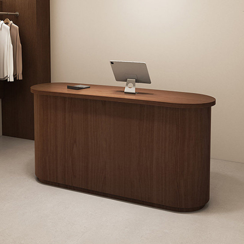 Bureau de réception rustique ovale en bois manufacturé
