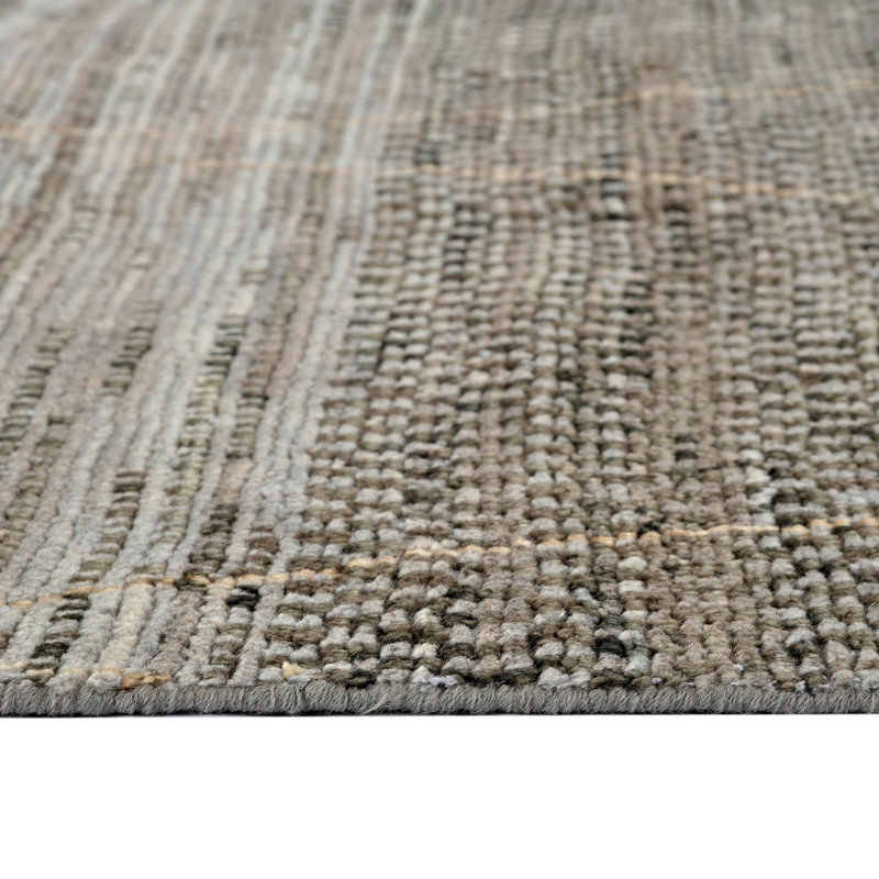 Hand-Knotted Gray and Brown Wool Geometric 2' x 3' Area Rug